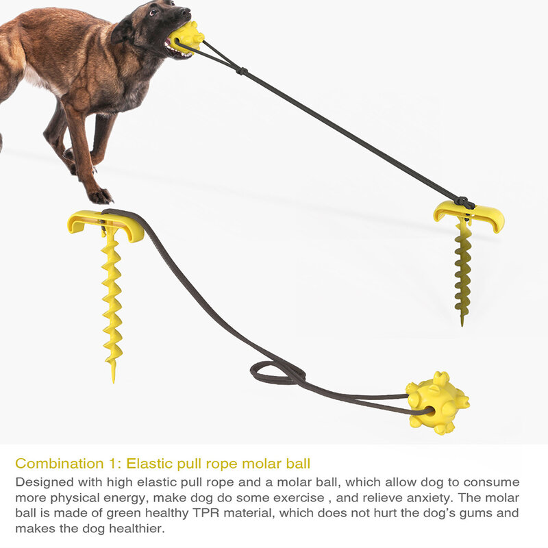 Outdoor Portable Tie Down Dog sznur ciągnący z piłka kauczukowa zabawka linowa praktyczne związywane smycz Peg artykuły dla zwierząt