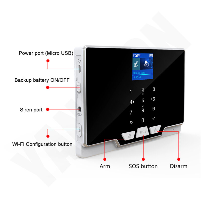 System alarmowy wi-fi GSM 433MHz Home Alarm włamaniowy bezprzewodowy przewodowy inteligentny detektor RFID klawiatura dotykowa IOS Android Tuya APP
