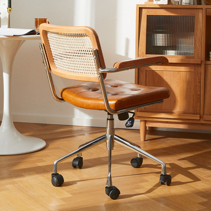 Retro Rattan Office Chair Silla Gamer Ergonomic Backrest Armrest Swivel Chair Roller Gaming Chair Office Home Игровое Кресло