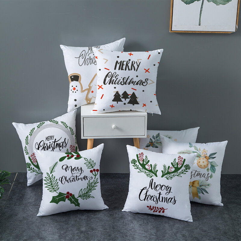 LuanQI fodera per cuscino in poliestere natalizio cuscini per divani pianta cuscino da tiro decorazioni natalizie per la casa decorazione natalizia Natale 2021