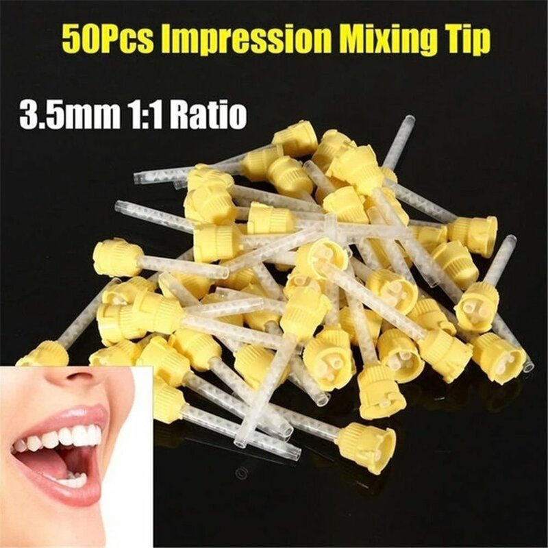 100/50 pcs Dental Materials Dentistry Silicone Rubber Conveying Mixing Head Disposable Silicone Rubber Mixing Head Tips