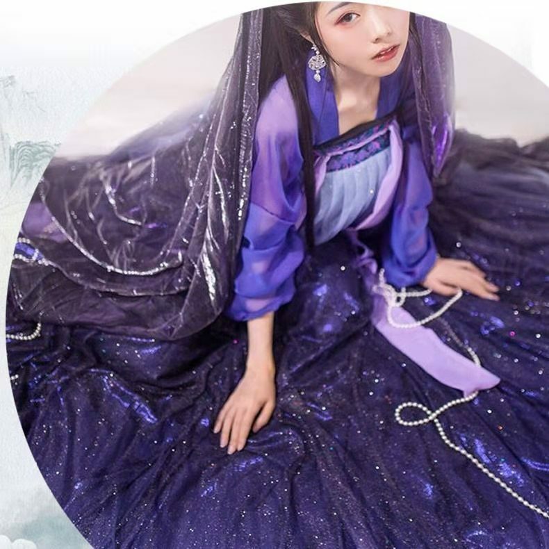 2021 الصينية التقليدية النساء الأرجواني Hanfu فستان فستان جنية الصينية الأرجواني Hanfu الملابس تانغ سلالة الصينية القديمة زي