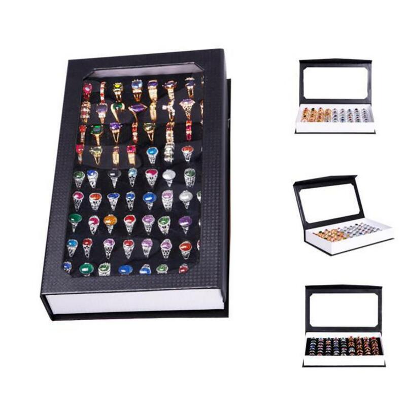 70% Hot Sale Fashion Rectangle Jewelry Display Tray Holder 72 Holes Rings Storage Case Box