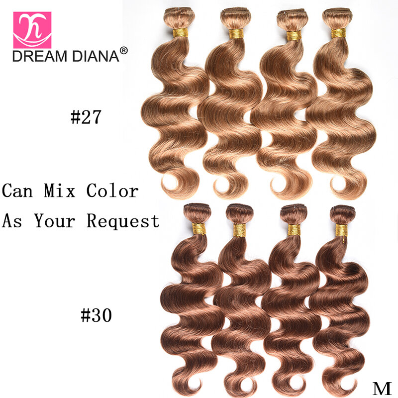 Dreamdian100 % cabelo brasileiro ondulado, 3 pacotes 99j loiro marrom, mechas de cabelo remy, 10-26 ", extensões de cabelo humano m