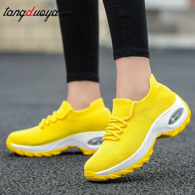 Yellow Sneakers women 2022 Chunky Sneakers Women Shoes Platform Red Pink Casual Shoes Woman Breathable Mesh Trainers Women Shoe