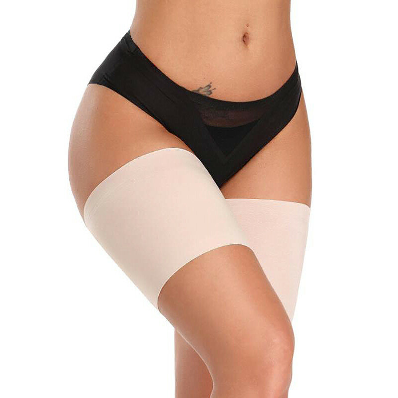 Bandage de cuisse élastique d'été anti-brûlure pour femme, respirant, deux rangées de protège-jambes en silicone antidérapant, bandage de protection mince