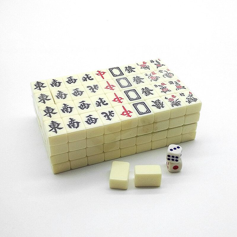 Mahjong Mini Portabel Perjalanan Kotak Panjang Mahjong dengan 4 Ubin