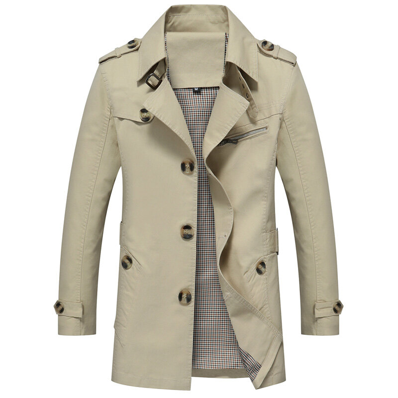 Casaco de trincheira dos homens designer de moda outono marca fina jaqueta de algodão blusão casacos masculinos tamanho L-5XL