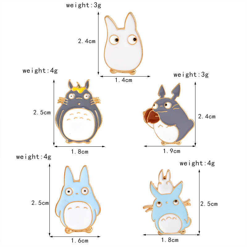 Broches famille de Totoro en métal, Badges dessin animé, 7 styles, broches, vestes, revers, sac à dos, bouton, bijoux cadeau pour enfant