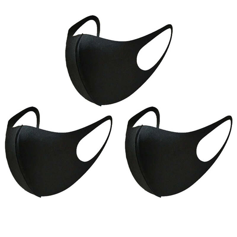 3Pcs Faceหน้ากากแฟชั่นคาร์บอนสีดำไฟเบอร์กลางแจ้งAnti-Haze Faceน้ำหนักเบาFace Shield Mouth Mask reusable Waschbar