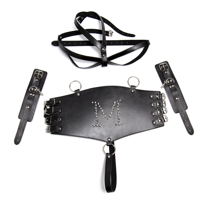 Sex Toy Accessories Handcuff Belt M Letter Adult Toy Punk Leather Waist Belt Cuffs Sex Love Toys Handcuffs