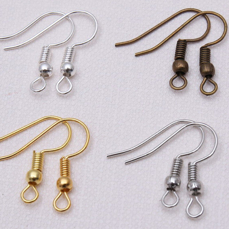100 orecchini pz/lotto ganci con perline accessori gioielli fatti a mano fai da te orecchini in metallo materiale orecchino filo d'argento Color oro
