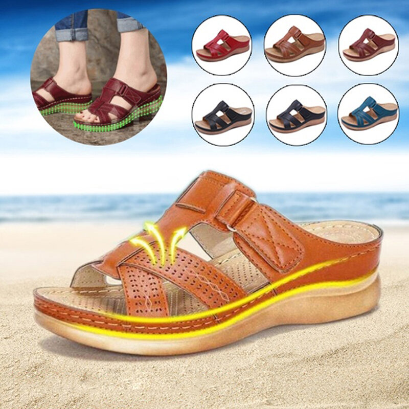 Sandales confortables d'été à bout ouvert pour femmes Super doux Premium talons bas orthopédiques sandales de marche livraison directe correcteur d'orteil Cusion