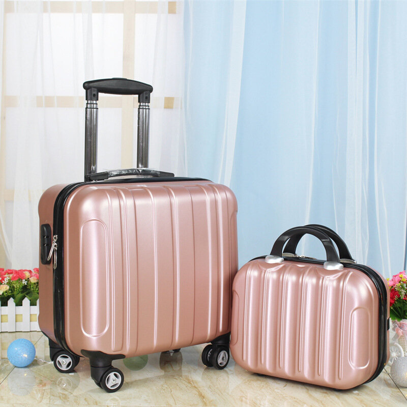 Women trolley luggage bag set travel suitcase with wheels kid's 18 inch Cabin carry on rolling luggage set fashion suitcase set