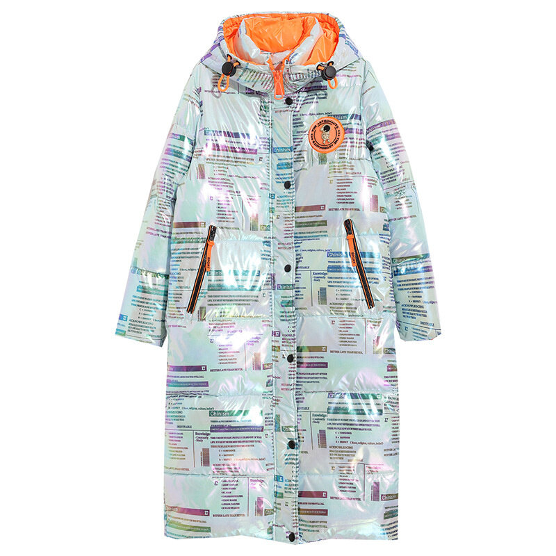 Manteau rembourré à capuche pour femme, Long et épais, parka surdimensionnée avec imprimé Harajuku, collection hiver