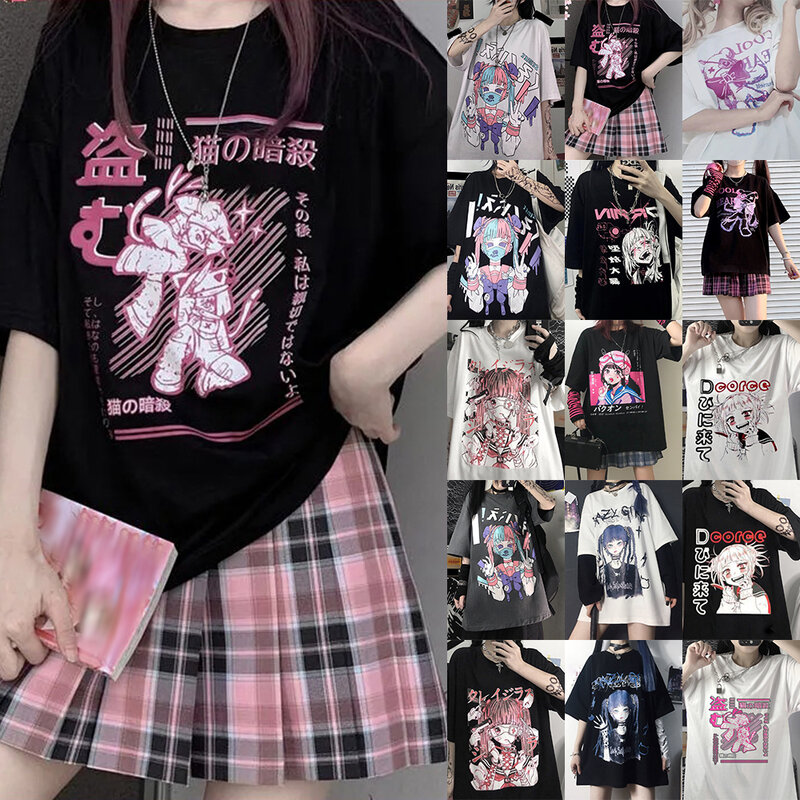 Camiseta Gótica Feminina, Roupa Gótica, Tops Harajuku, Moda Coreana, Roupa  Kawaii, Verão