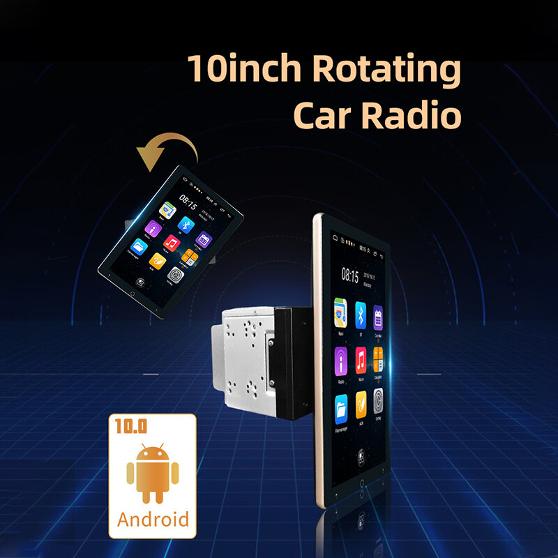GRANDnavi 10 "2din Rotatable รถวิทยุ90องศา FM WIFI GPS นำทาง Bluetooth 2.5D Android Touch Screen สำหรับ VW toyota Nissan