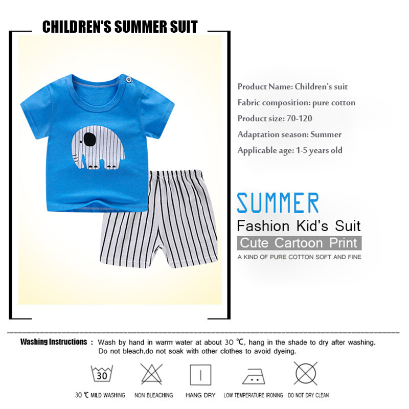 Pantalones cortos de algodón puro para bebés, traje de Camiseta y pantalón corto con estampado de dibujos animados para niños de 0 a 6 años, 2021