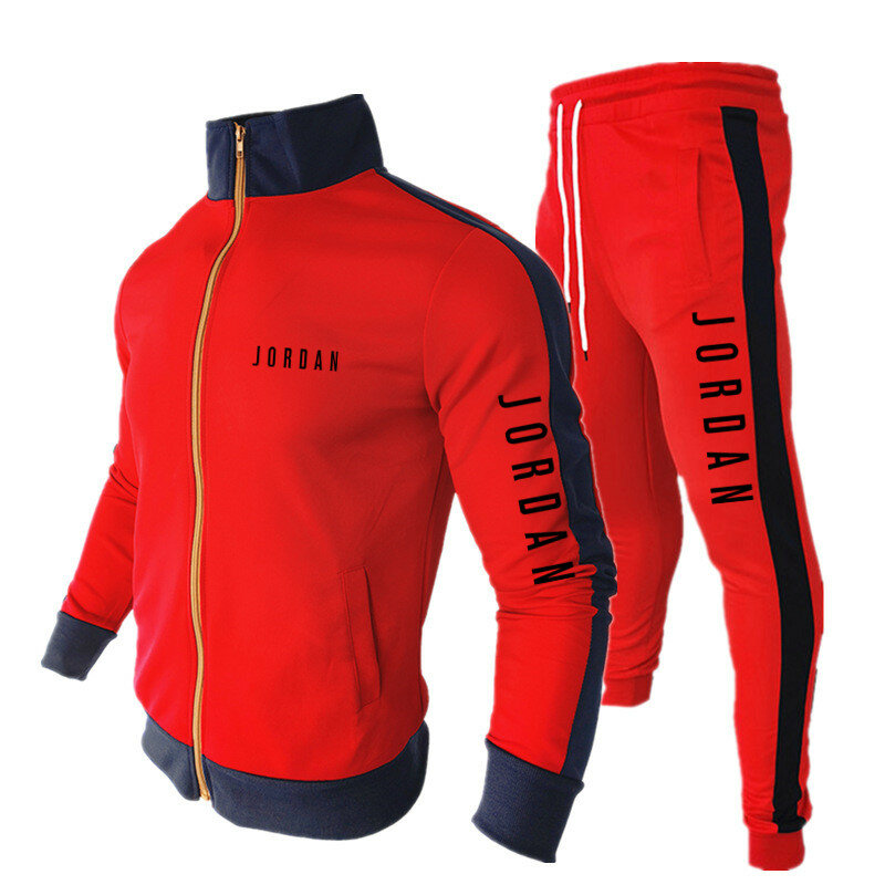 男性のスポーツウェア2021人のスーツポリエステル通気性薄型ジッパースタンド襟カジュアル男性のスポーツフィットネス男性の服