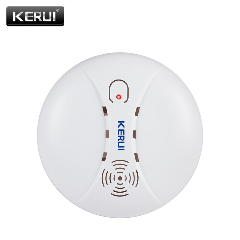 Kerui sem fio 433mhz detector de fumaça incêndio casa cozinha segurança sensor de fumaça alarme para gsm wifi sistema de alarme usado independentemente