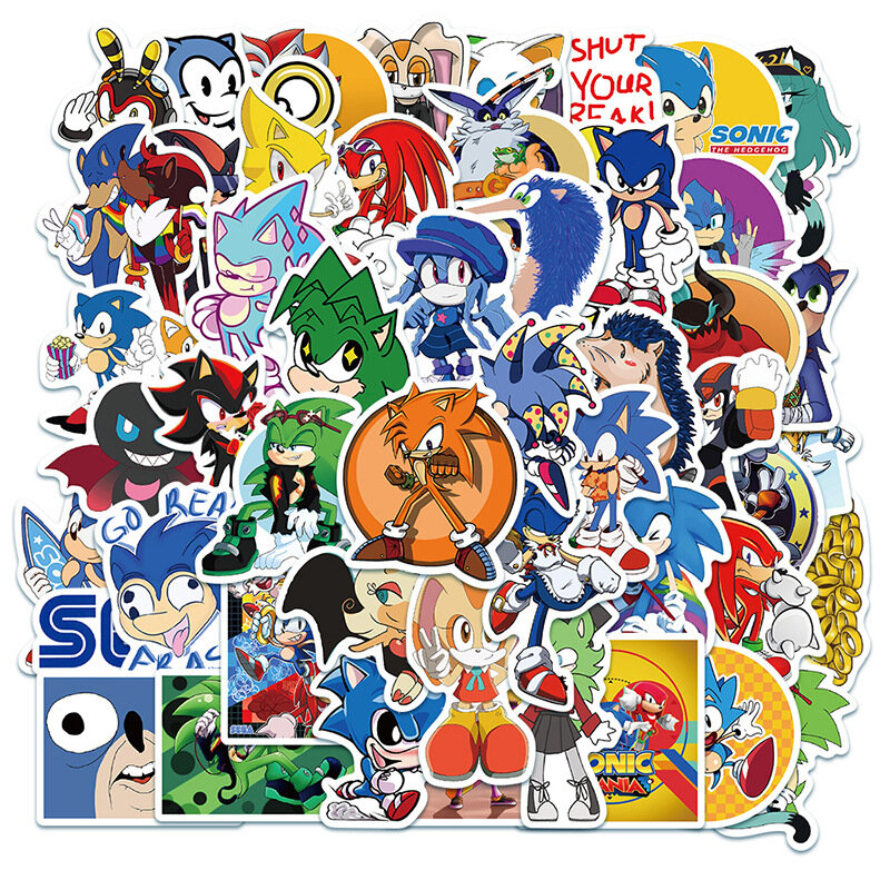 10/30/50/100 Pak Stiker Permainan Anime Sonic Kawaii Kpop Estetika Manga Grafiti untuk Mobil Laptop Moto Sepeda Mainan Anak-anak Stiker