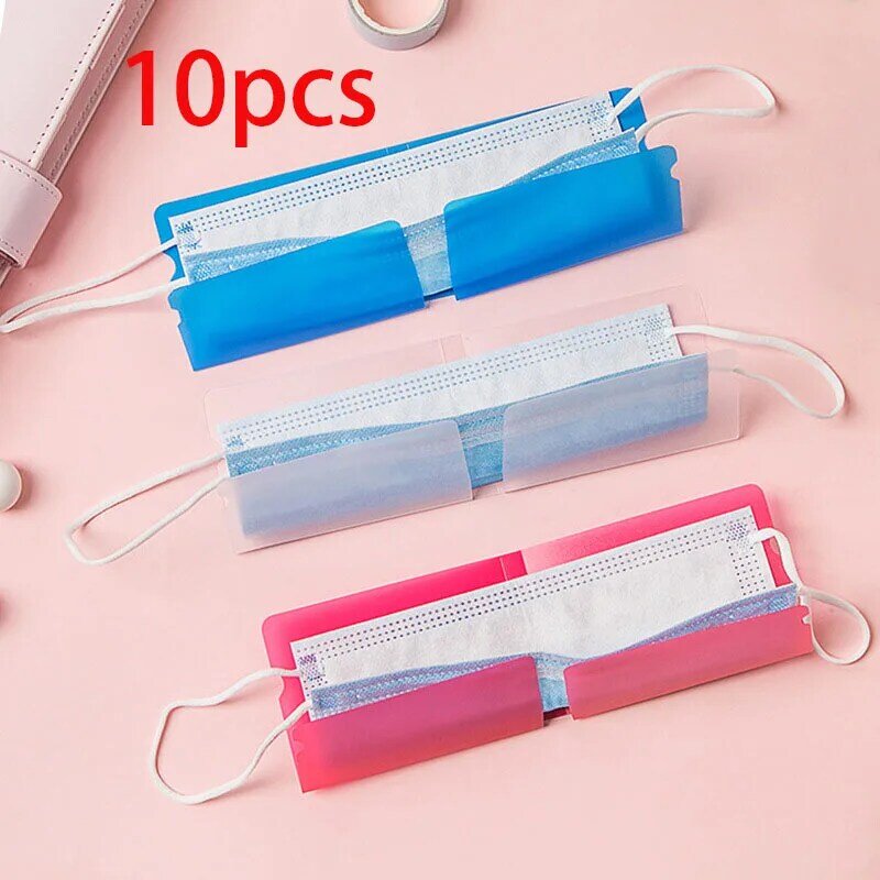 10Pcs Portable Plastic Mini Mask Clips Disposable Face Mask Storage Case Container Foldable Mask Holder Recycling Mask Storage