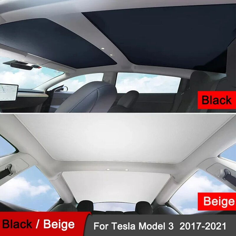Untuk Model Tesla 3 Aksesoris Kerai Atap Kaca Depan Belakang Skylight Jaring Kerai Atap Mobil Jaring Penadah Sinar Matahari