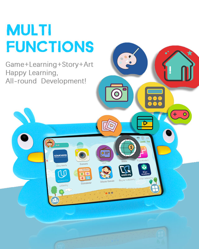 Tableta educativa de 7 pulgadas para niños, Tablet de aprendizaje, el mejor regalo para niños, Android 9,0, cuatro núcleos, 1GB, 3GB, 16GB, 32GB