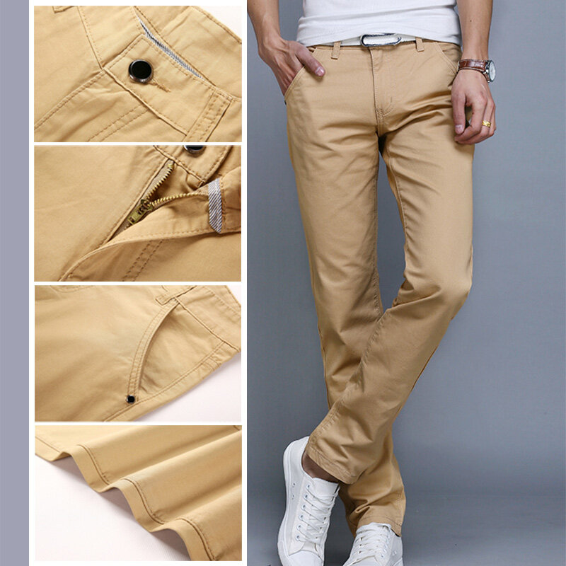 New Design Casual Men pants Cotton Spring and summer  Slim Pant Straight Trousers Fashion  Pants Men