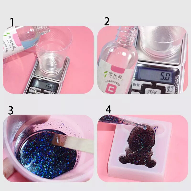 1 Juego de resina epoxi transparente, adhesivo alto 3:1 AB, pegamento de cristal, resina DIY, fabricación de joyas DU55