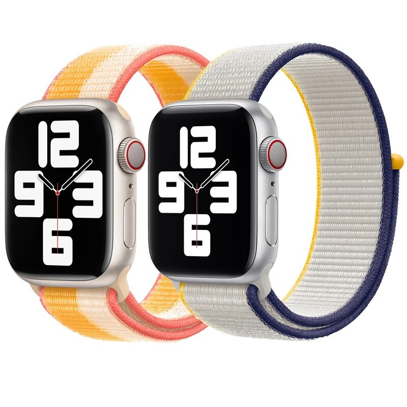 Bracelet en Nylon pour Apple watch, série 7, 41mm, 44mm, 40mm, 42mm, 38mm, pour montre connectée, sport, boucle, iWatch 3456 se