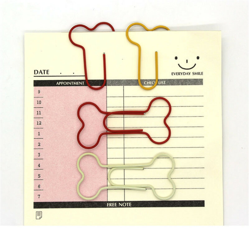 24pcs/lot Cute Funny Dog Bone Shaped Paper Clips Hollow Out Metal Binder Clips Notes Letter Paper Clip Bookmarks Stationery