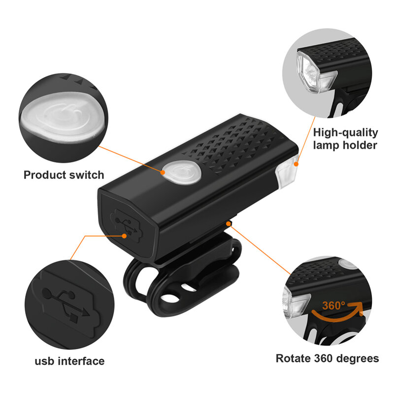 USB充電式自転車ヘッドランプ,2個,フロントライト,自転車ランタン,サイクリングアクセサリー