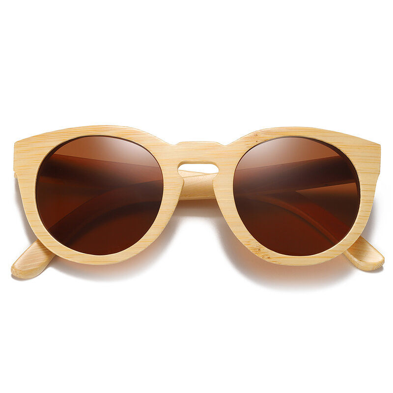 Óculos de sol femininos de bambu com lentes espelhadas polarizadas, design moderno de bambu, óculos de sol feminino de madeira