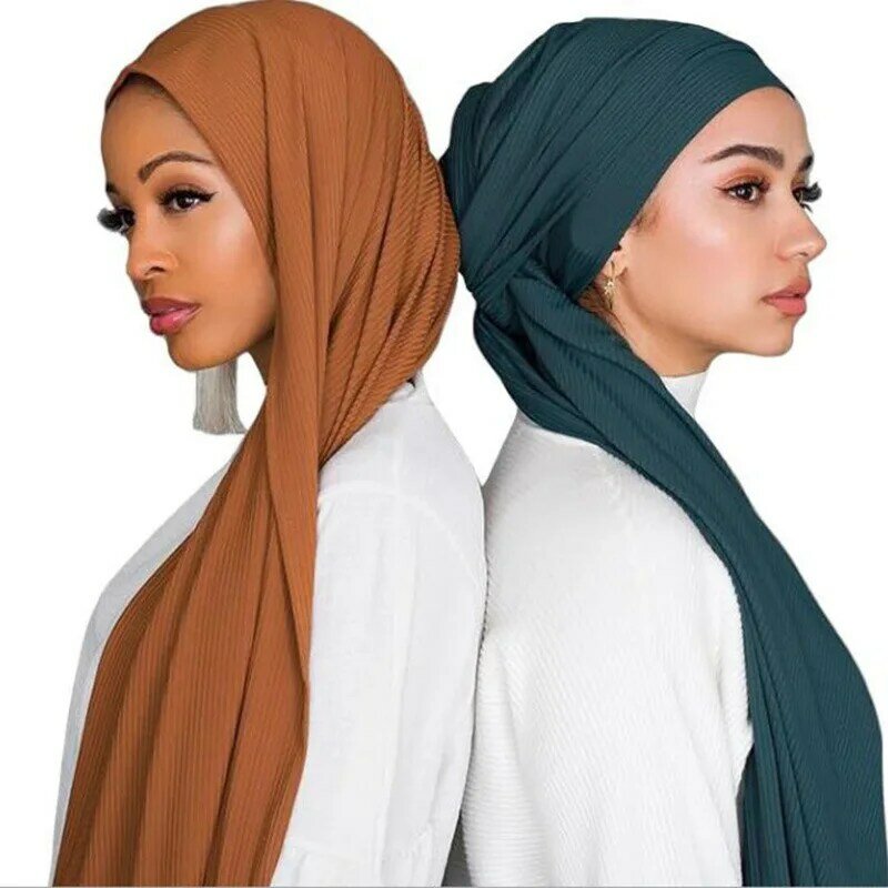 Hijab musulmán de 80x180cm para mujer, bufanda de cabeza suave y Lisa, Fular de Pashmina, chal de nube arrugada, 30 colores
