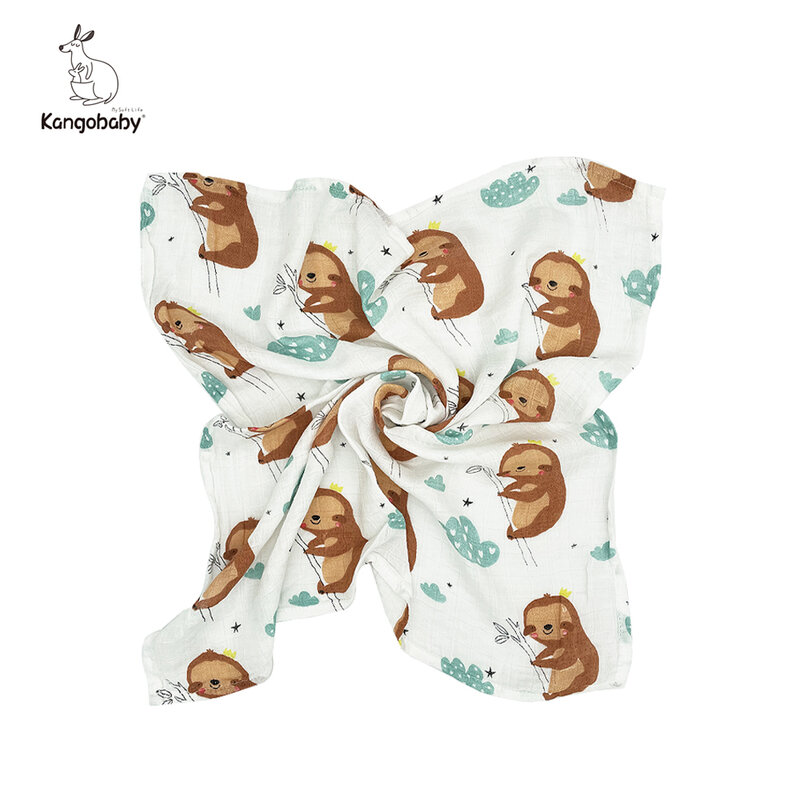 Kangobaby Bamboe Katoen Multi-Gebruik Mousseline Doek Baby Sjaal Bib Handdoek Mode Patroon 60x60cm