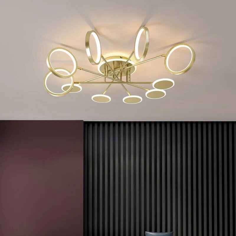 Светодиодная потолочная люстра, современная лампа черного и золотого цвета для дома, гостиной, столовой, приемной кухни