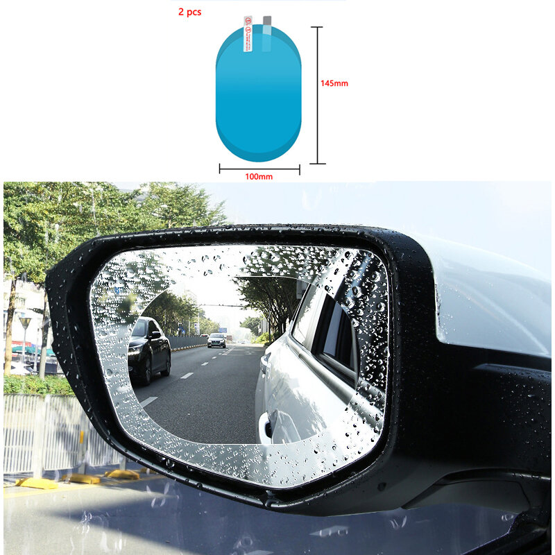 車用保護ミラー,防曇,ガラス表面,防水,車のステッカー用,2個