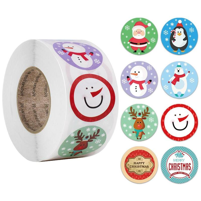 Ronde 8 Ontwerpen Vrolijk Kerstfeest Sticker 500 Stuks Dank U Stickers Seal Labels Voor Envelop Kaarten Gift Pakket Scrapbooking Decor