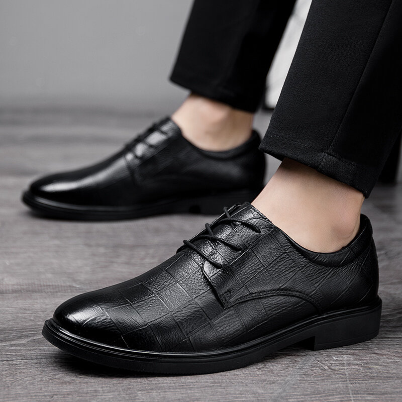 Designer Formal Oxford Shoes for Men lace up black Wedding Shoes Leather Italy round Toe Men Dress Shoes Sapato Oxford Masculino