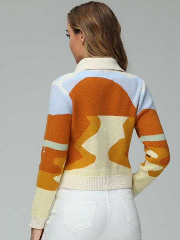 Suéter corto con solapa para mujer, chaqueta holgada europea y americana, Rebeca, Top, primavera y otoño, novedad de 2021