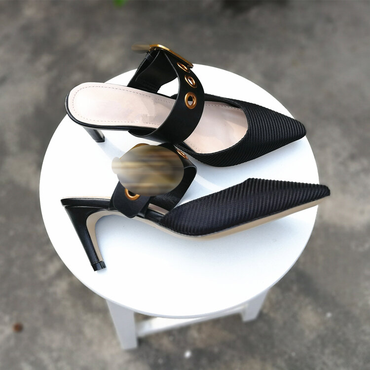 Kmeioo 2021 gorąca sprzedaż moda buty szpiczasty nosek muły kobiety lato Mule sandały klamra Med obcasy Mule slajdy kobiety kariera buty