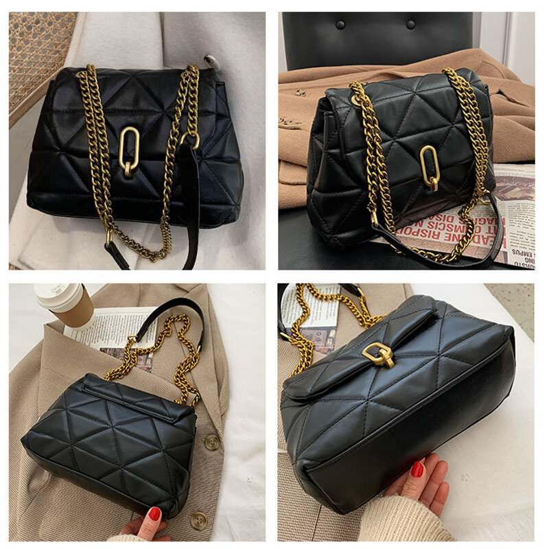 Diamond Lattice PU Leather Crossbody Bags For Women Fashion Chain Shoulder Bag Female Luxury Brand Designer Handbags And Purses