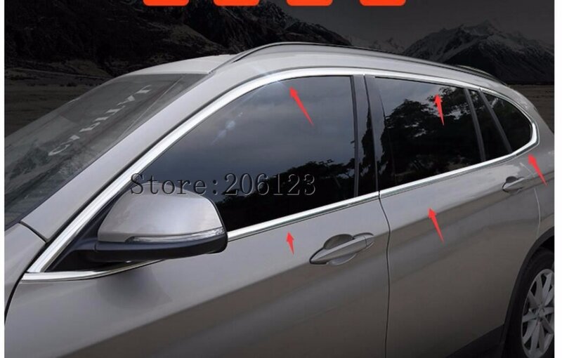20 pçs porta do carro quadro da janela completa peitoril molding guarnição capa para 2016 2017 2018 bmw x1 f48 padrão wheelbase liga de alumínio fosco