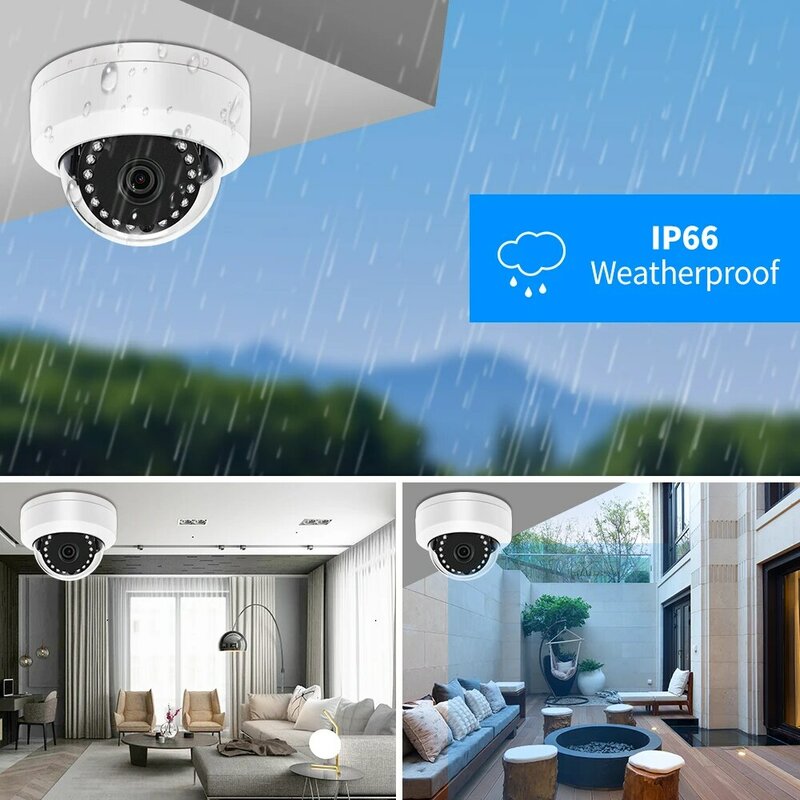 8MP 4K Face Detection IP Camera Outdoor H.265 Onvif CCTV Metal White Dome Night Vision IR 4MP POE AI Human Security Camera