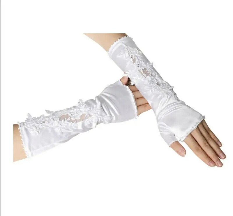 ถุงมือแต่งงาน Fingerless ถุงมือเจ้าสาวสำหรับเจ้าสาวสีขาวงาช้างลูกไม้ถุงมือ De Noiva งานแต่งงาน Accessorie