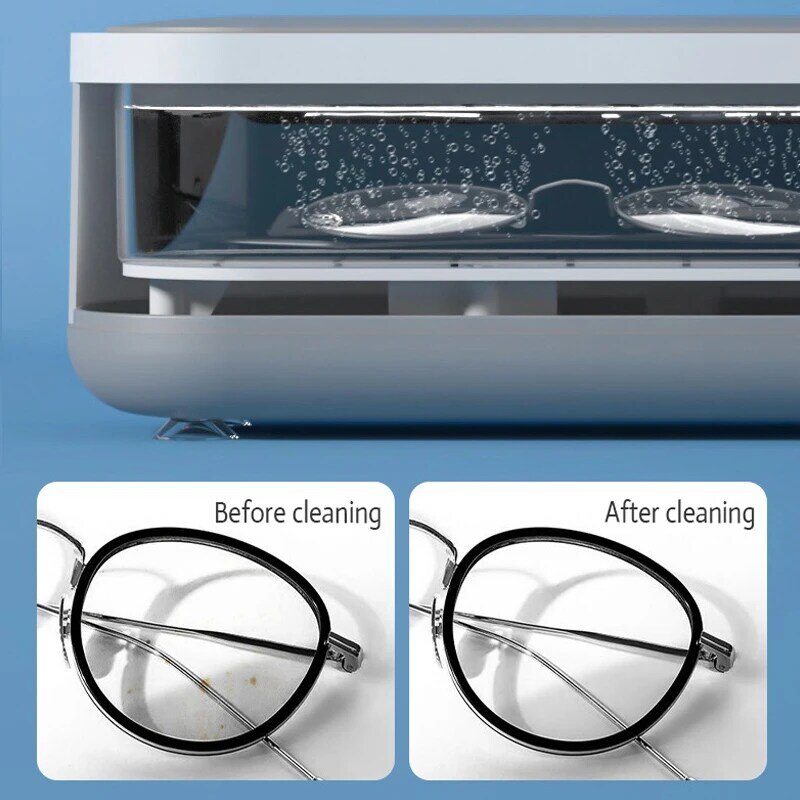 Portátil mini líquido de limpeza ultrassônico anel casa mais limpo ultra-sônico óculos máquina limpeza tipo bateria jóias ultra-som mais limpo