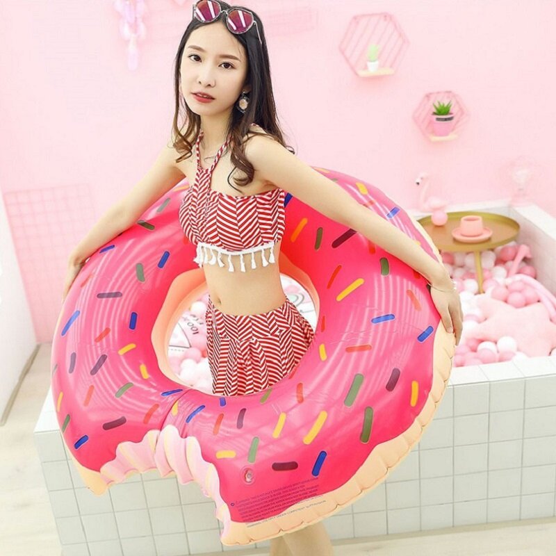 Flotador inflable de anillo de Donut para niños y adultos, colchón de natación circular, anillo de goma, juguetes de piscina, asiento