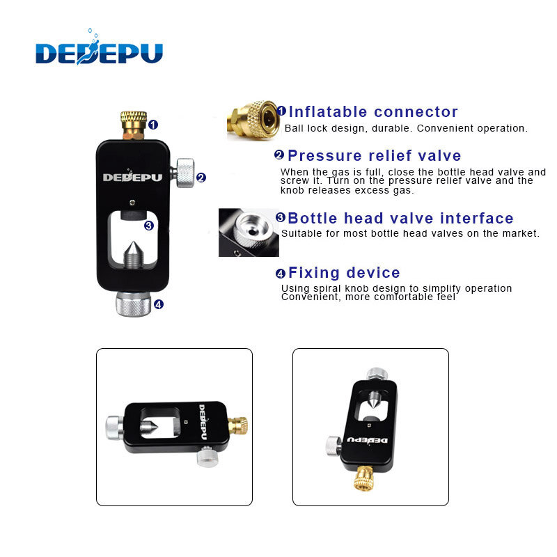 Deepu-空気タンクアダプター,アルミニウム合金インフレータブルアダプター,水中レスピレーター