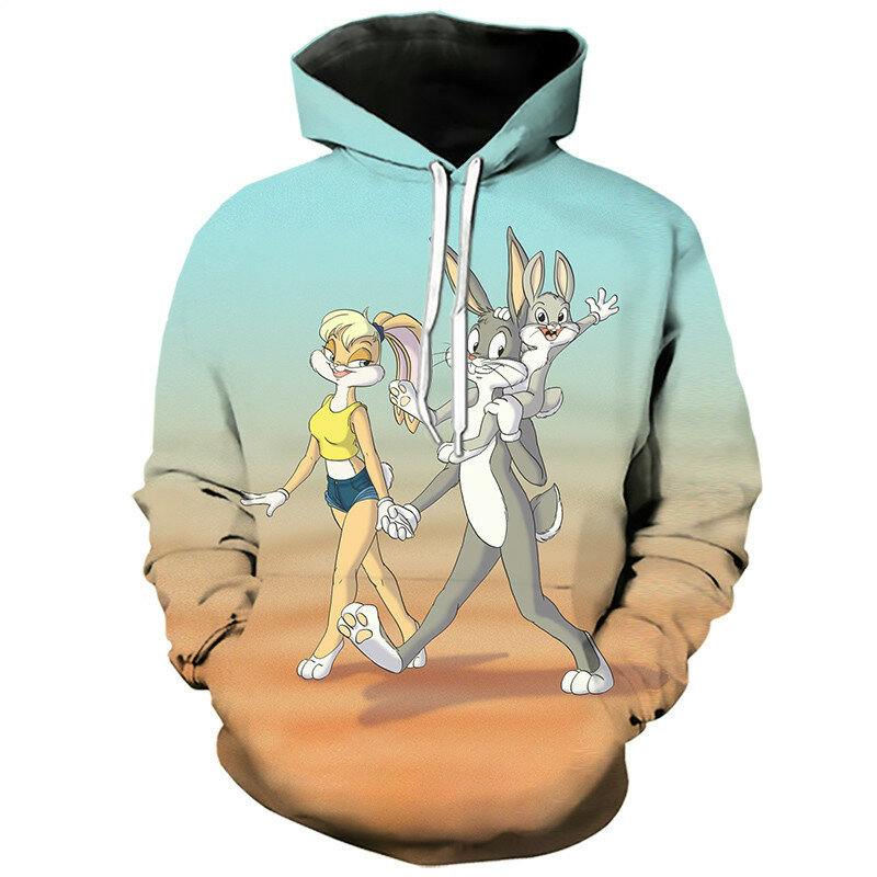 Sudadera con capucha de conejo para hombre y mujer, suéter Unisex con estampado de dibujos animados en 3D, estilo casual, con personalidad, para las cuatro estaciones